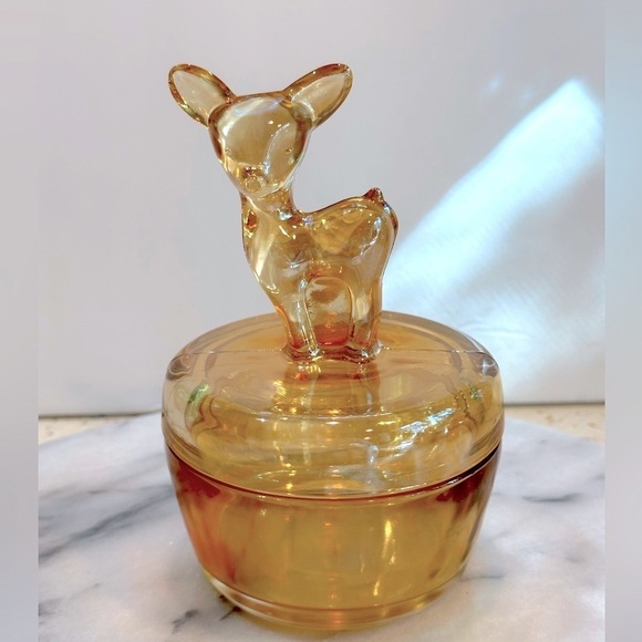Vintage Glass Bambi Jewelry or Trinket Dish Holder - Picture 2 of 7